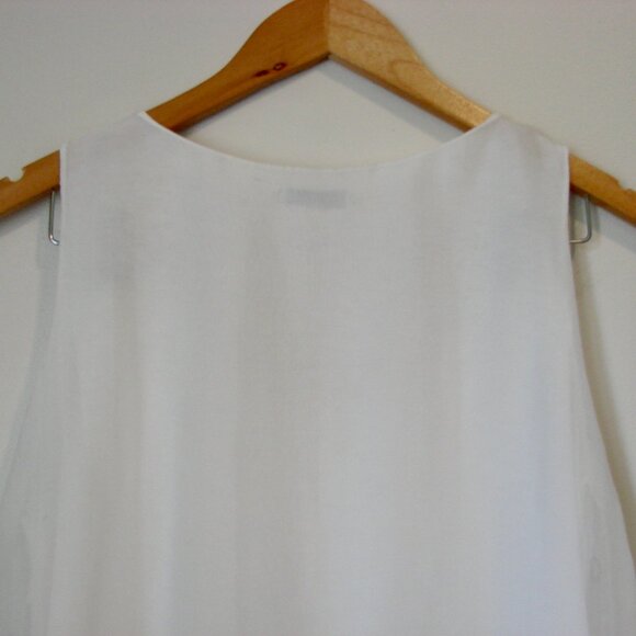Elena Baldi White Silk Embroidered Tank Top Ruffled Boho Gold Thread Italy Small - Picture 14 of 15